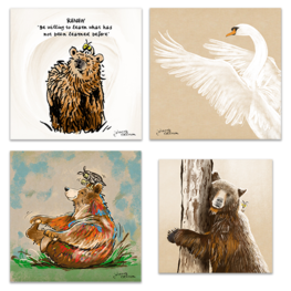 4 beautiful double postcards